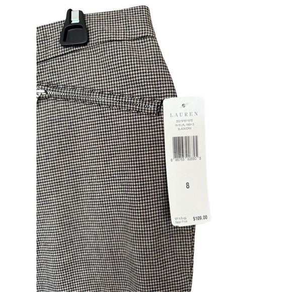 NWT Lauren Ralph Lauren Womens Black Cream Houndstooth Trouser Pants Size 8 - Picture 12 of 12